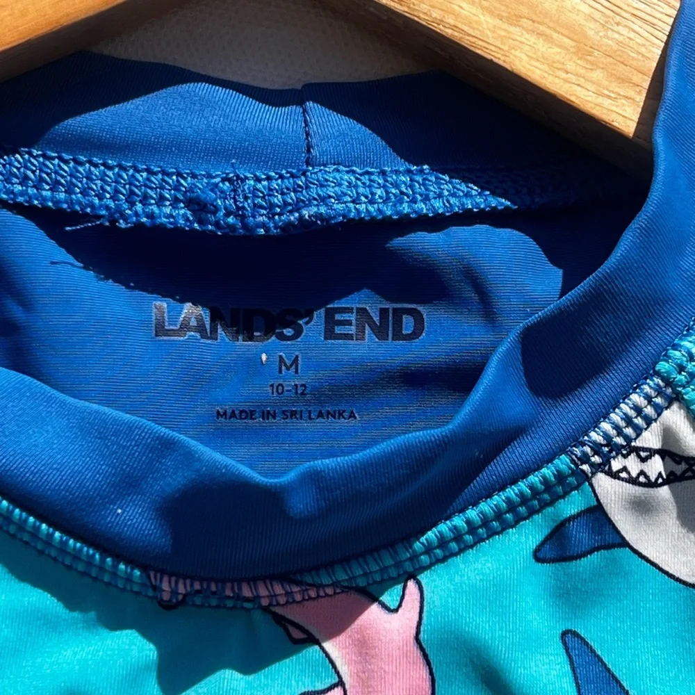 Lands End Girls Print Mock neck Rashguard Swim Top